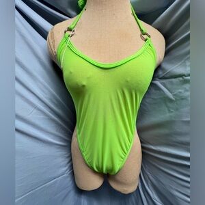 Neon Green Mesh See Through Bodysuit